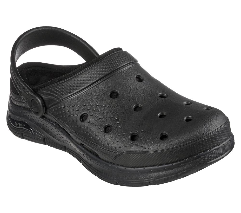 Men Skechers Foamies: Arch Fit Lined - Chillaxing Slip On Shoes Black  USA |  2938-ZVNBP