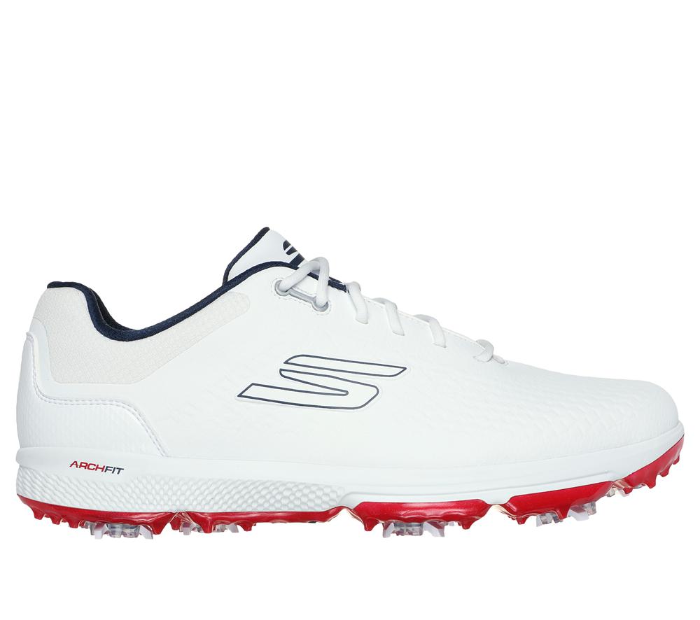 Men Skechers GO GOLF PRO 6 Lace Up White / Navy  USA |  0592-RPAQK