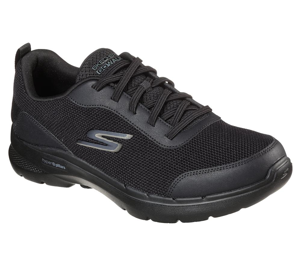 Men Skechers GO WALK 6 - Bold Knight Slip On Shoes Black  USA |  4132-SMAZK