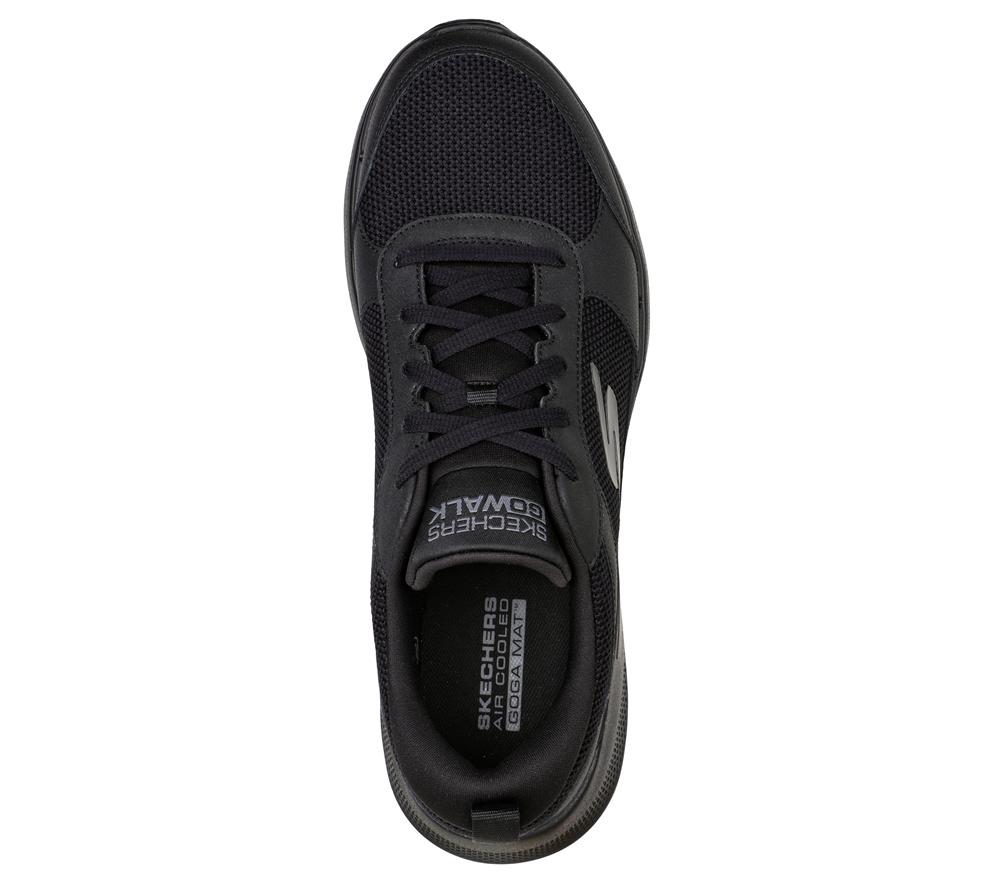Men Skechers GO WALK 6 - Compete Lace Up Black  USA |  0127-TNBLJ