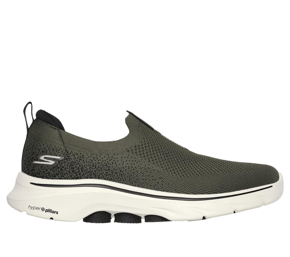 Men Skechers GO WALK 7 Slip On Shoes Olive / Black  USA |  7648-WVNMD