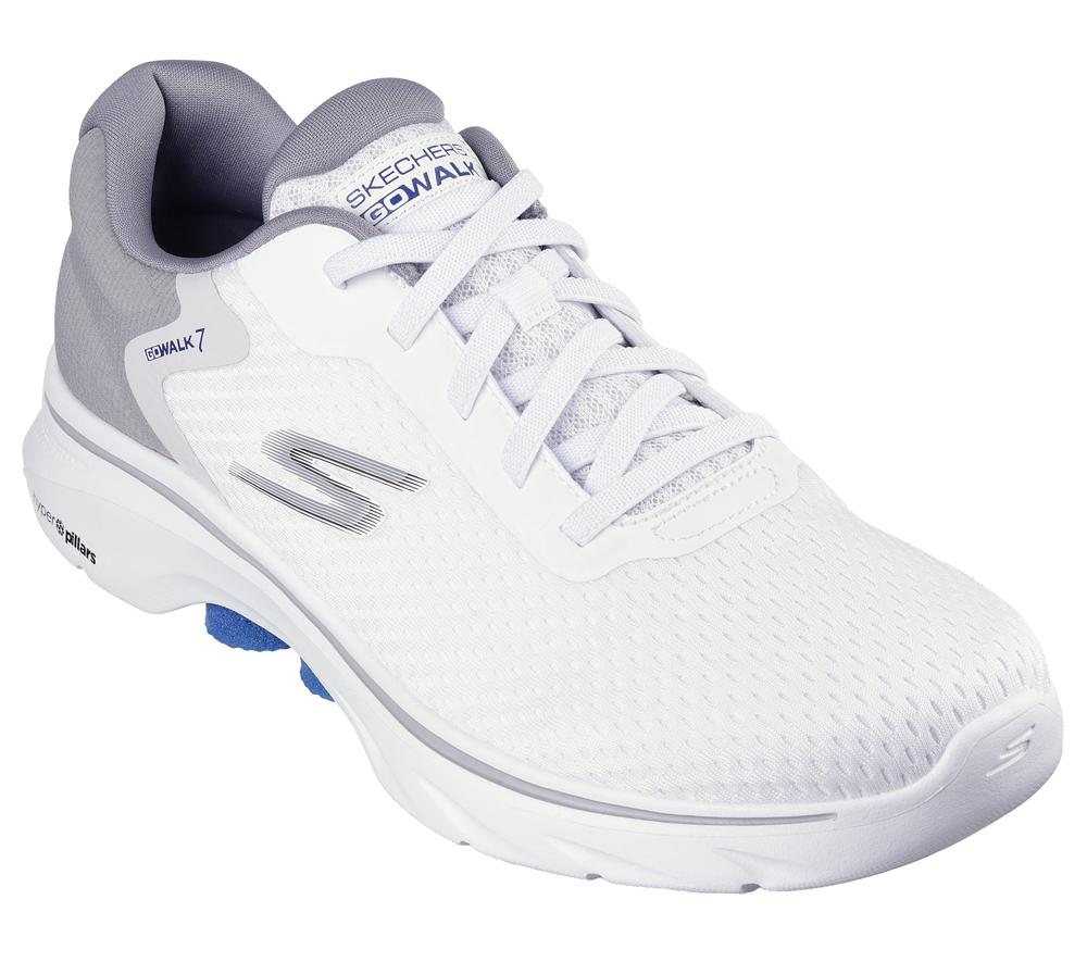 Men Skechers GO WALK 7 - The Construct Slip On Shoes White / Gray  USA |  0912-MNRPT