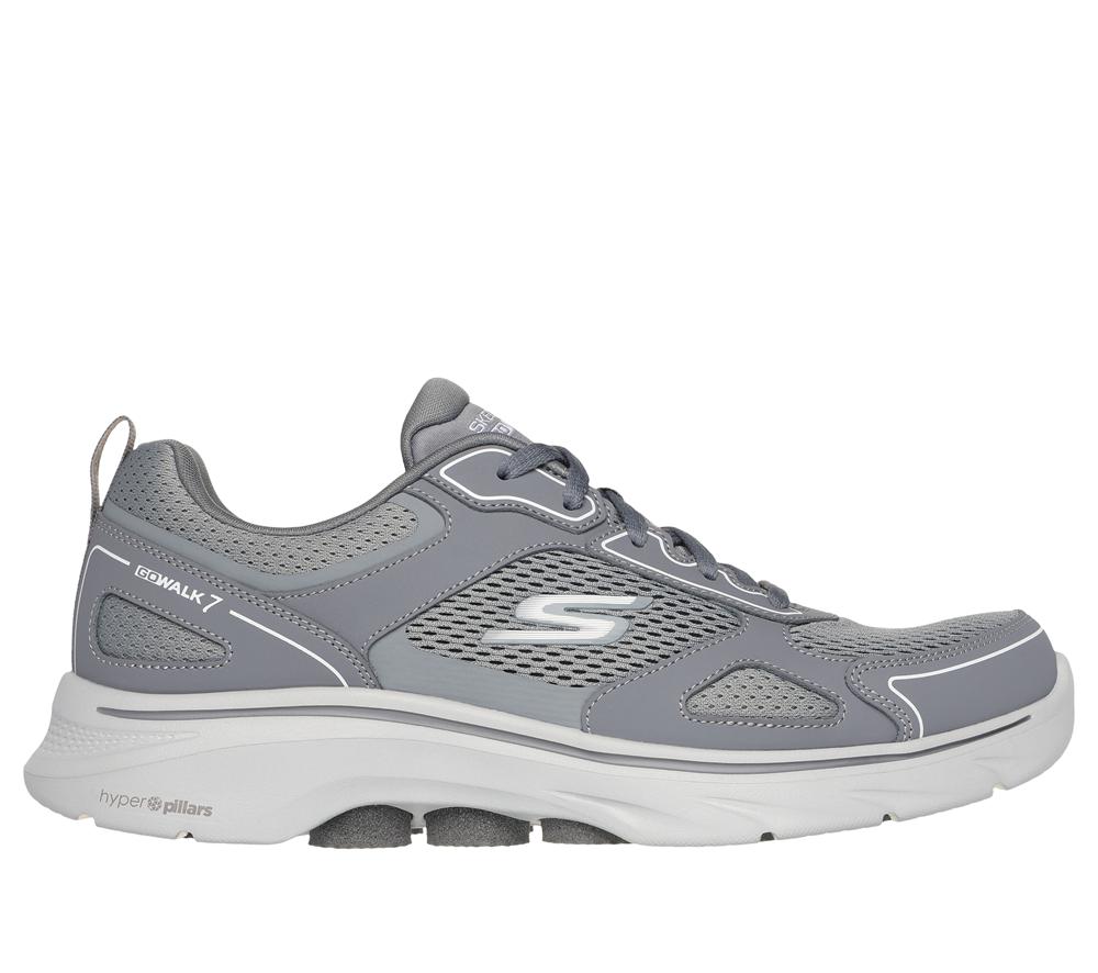 Men Skechers GO WALK 7 - The Forefather Lace Up Grey  USA |  6052-JOGEQ