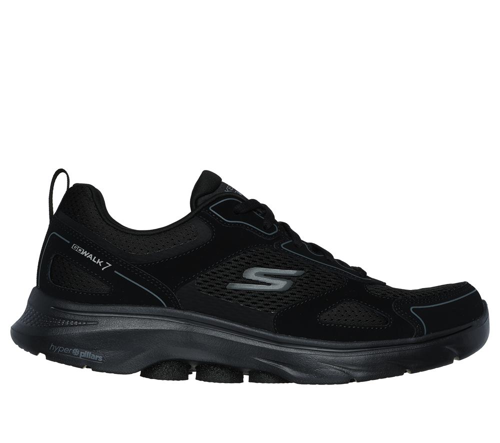 Men Skechers GO WALK 7 - The Forefather Lace Up Black  USA |  7095-ALHVU