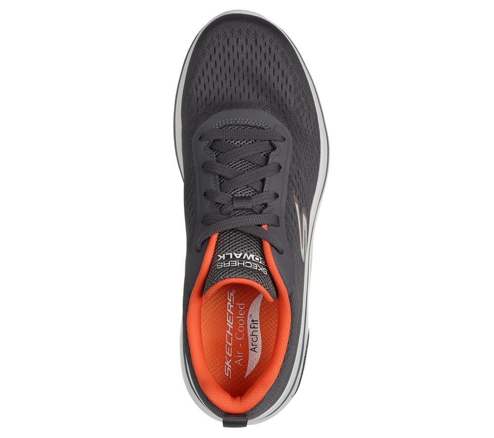 Men Skechers GO WALK Arch Fit 2.0 - Idyllic 2 Lace Up Charcoal / Orange  USA |  8631-REQAW