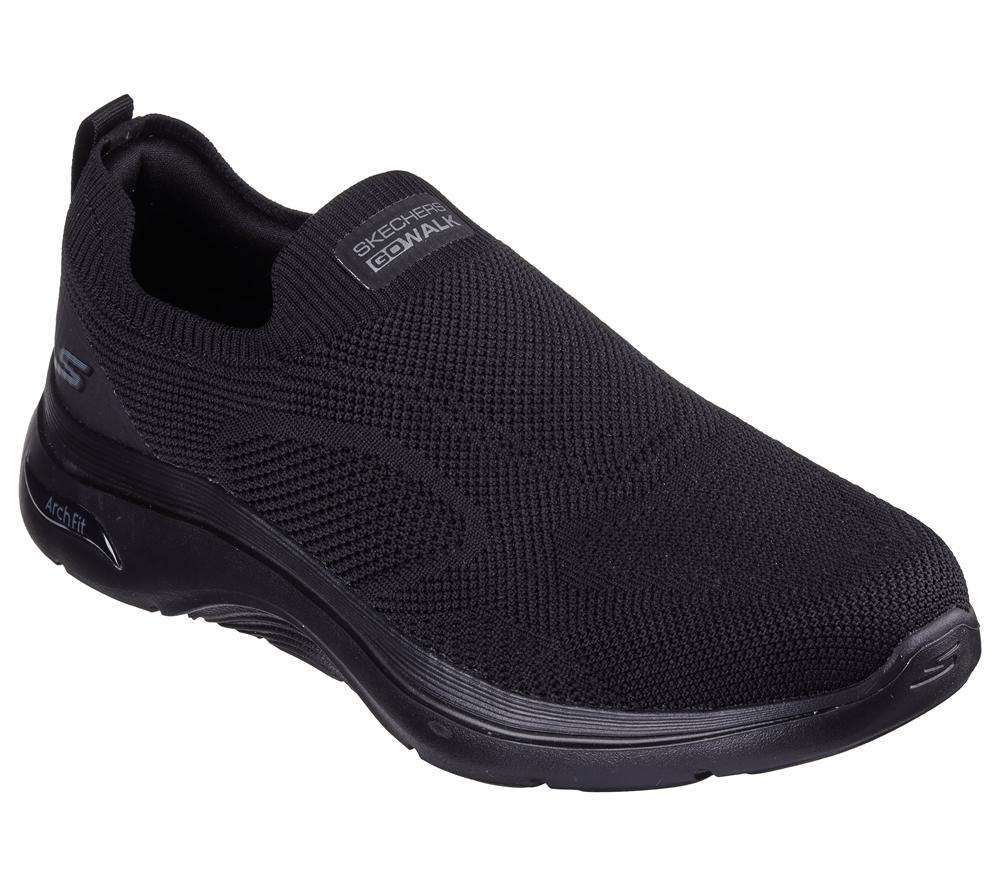 Men Skechers GO WALK Arch Fit 2.0 - Knitted Relief Sneakers Black  USA |  3947-ZSPLM
