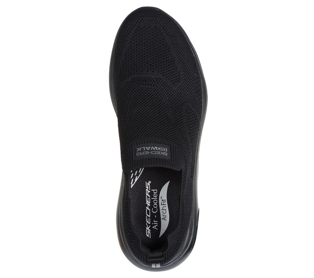 Men Skechers GO WALK Arch Fit 2.0 - Knitted Relief Slip On Shoes Black  USA |  4702-YQFUN