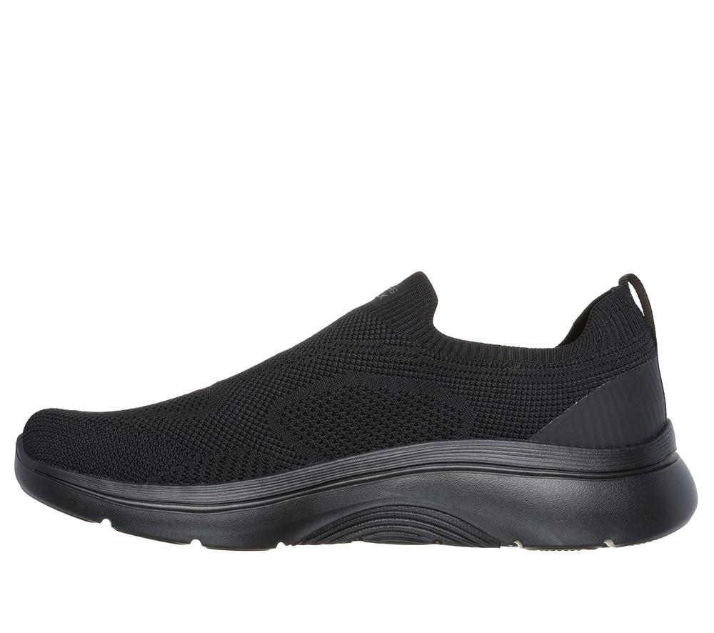 Men Skechers GO WALK Arch Fit 2.0 - Knitted Relief Slip On Shoes Black  USA |  4702-YQFUN
