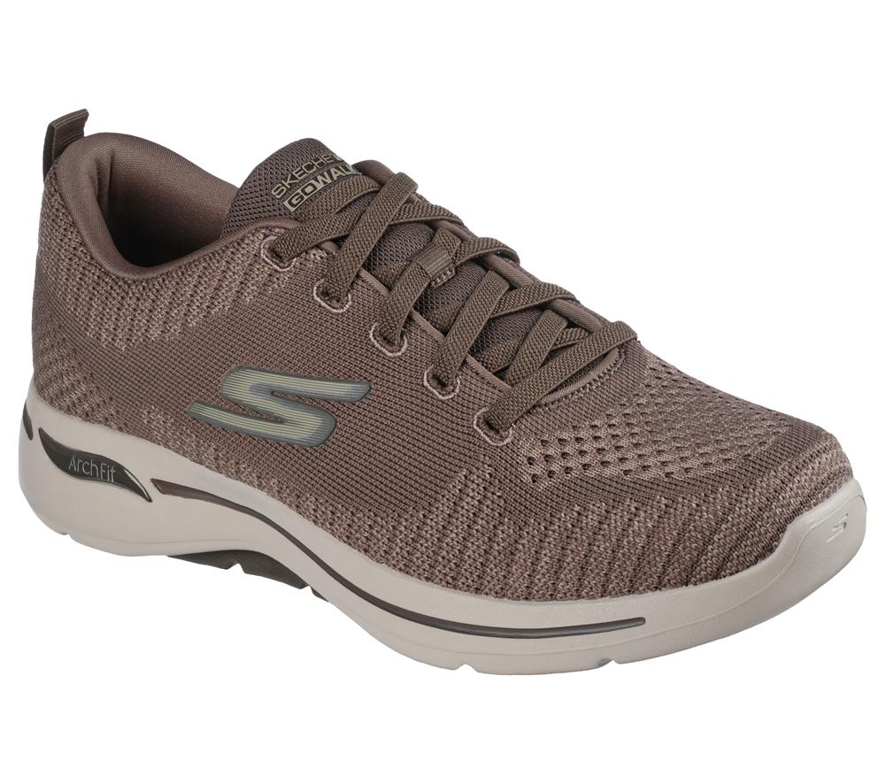Men Skechers GO WALK Arch Fit - Grand Select Sneakers Taupe Brown  USA |  7109-RWZXA