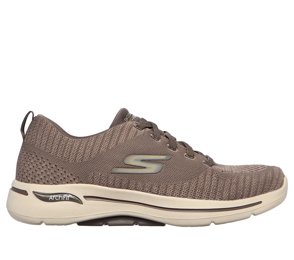 Men Skechers GO WALK Arch Fit - Grand Select Sneakers Taupe Brown  USA |  7109-RWZXA