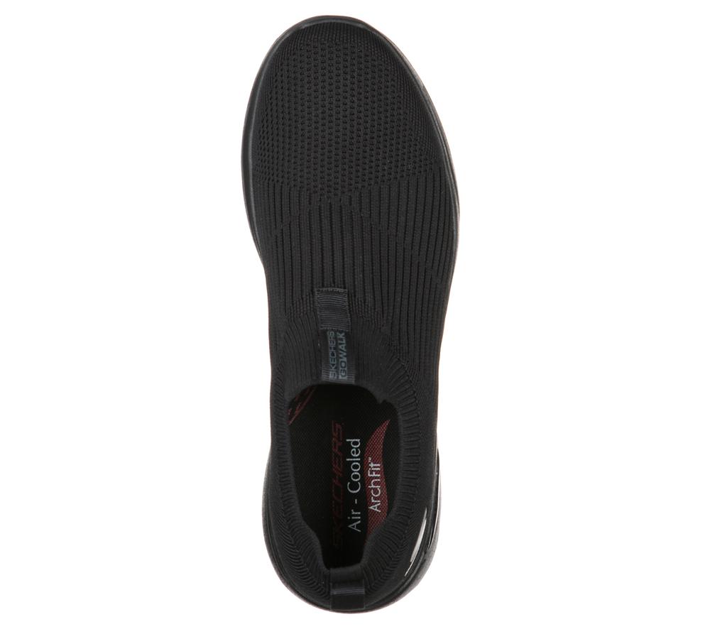 Men Skechers GO WALK Arch Fit - Iconic Slip On Shoes Black  USA |  6530-QCGDU