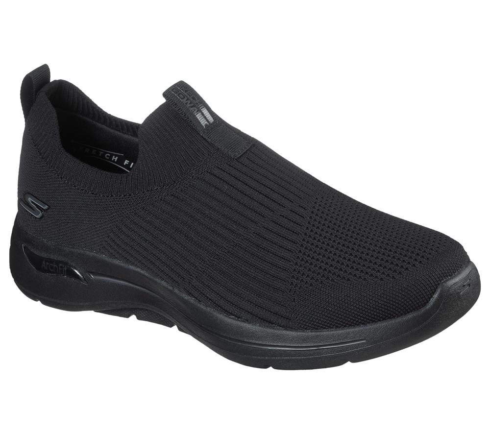 Men Skechers GO WALK Arch Fit - Iconic Slip On Shoes Black  USA |  6530-QCGDU