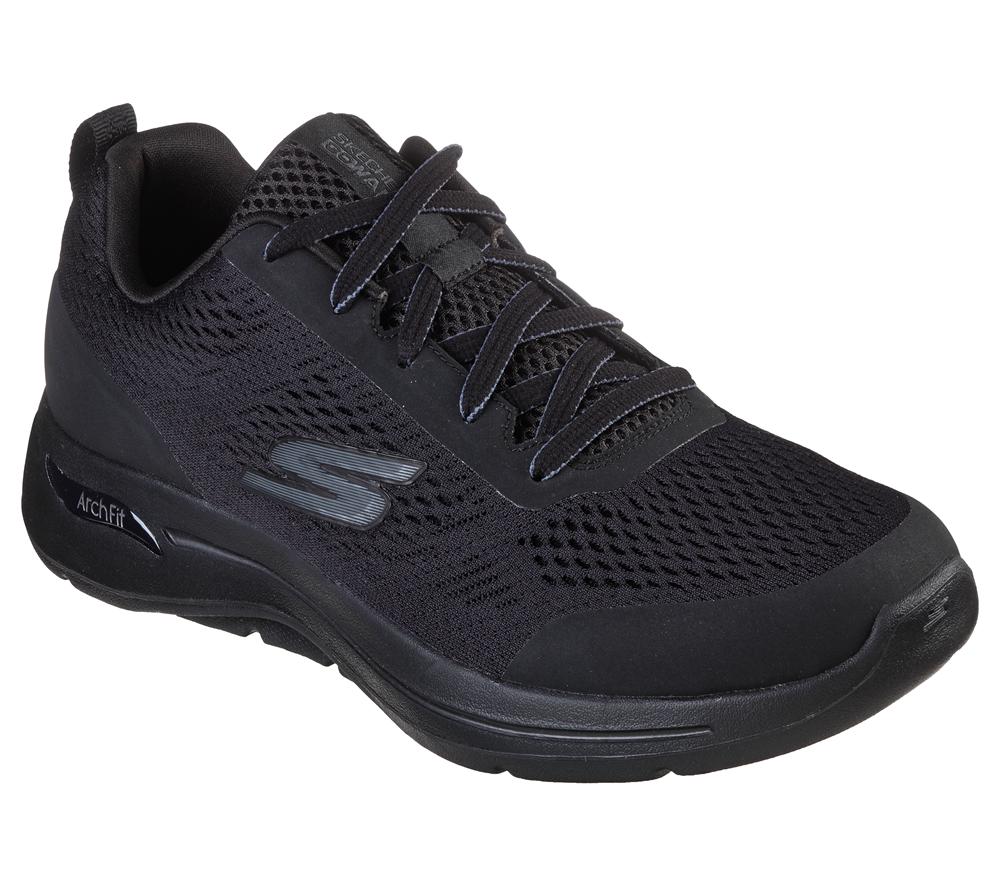 Men Skechers GO WALK Arch Fit - Idyllic Lace Up Black  USA |  1890-JNKFG