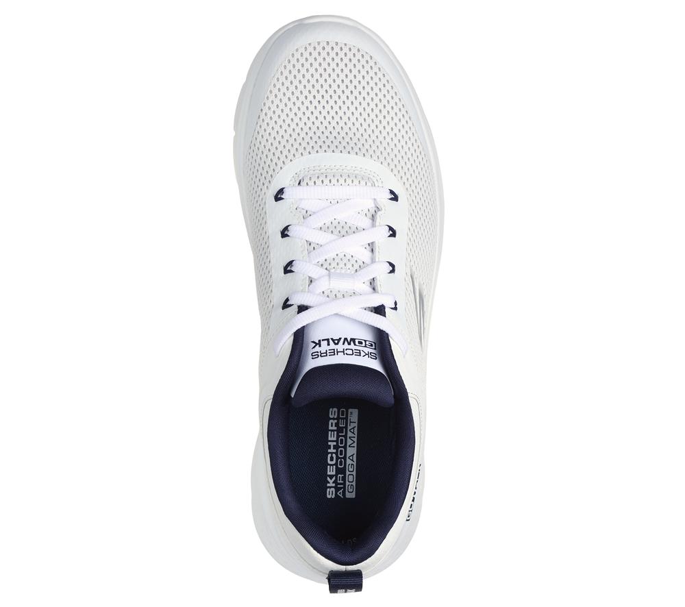 Men Skechers GO WALK Flex - Independent Lace Up White / Navy  USA |  5342-RQAPN