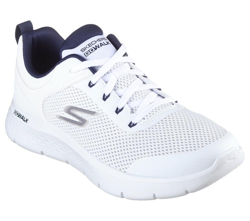 Men Skechers GO WALK Flex - Independent Lace Up White / Navy  USA |  5342-RQAPN