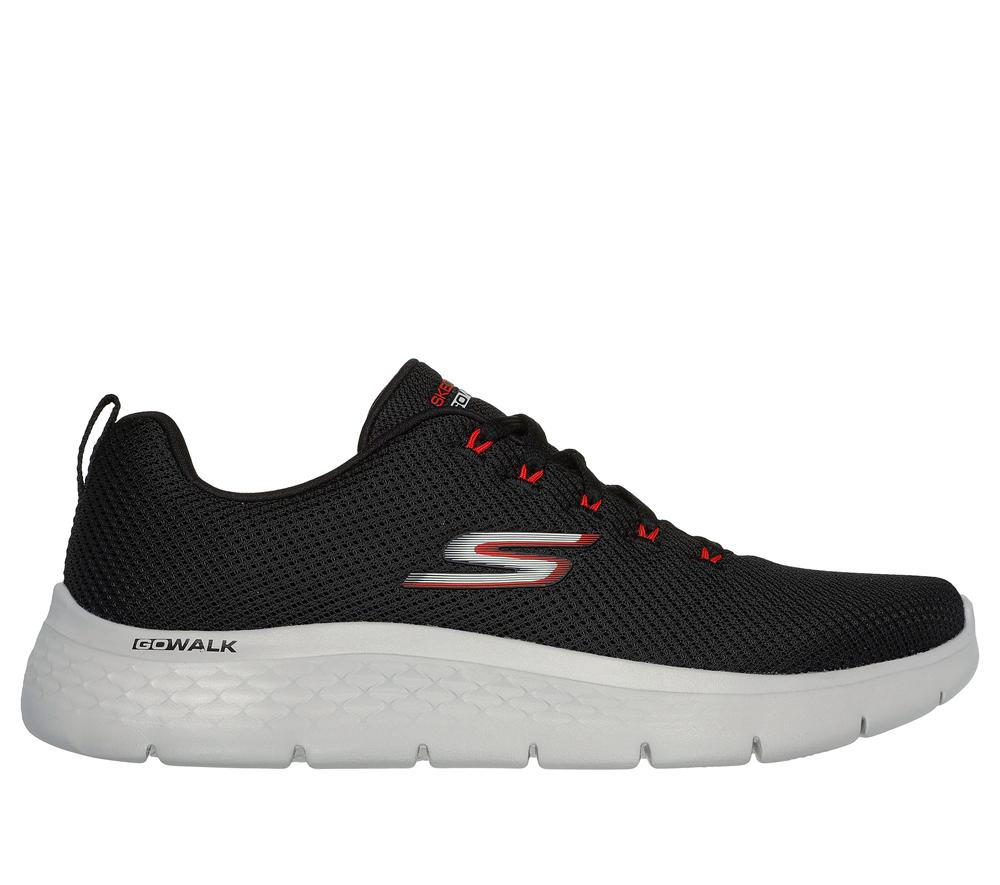 Men Skechers GO WALK Flex - Vespid Lace Up Black / Red  USA |  7680-QMXBJ