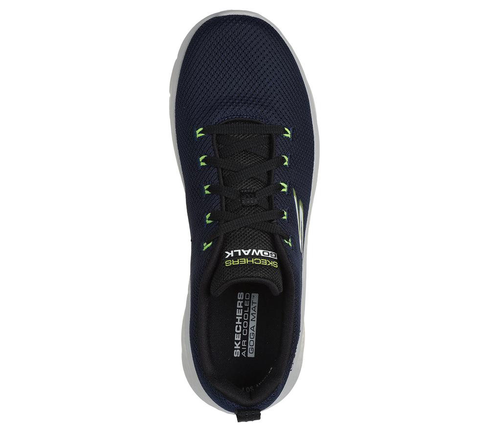 Men Skechers GO WALK Flex - Vespid Sneakers Navy / Lime  USA |  3860-TEAJX