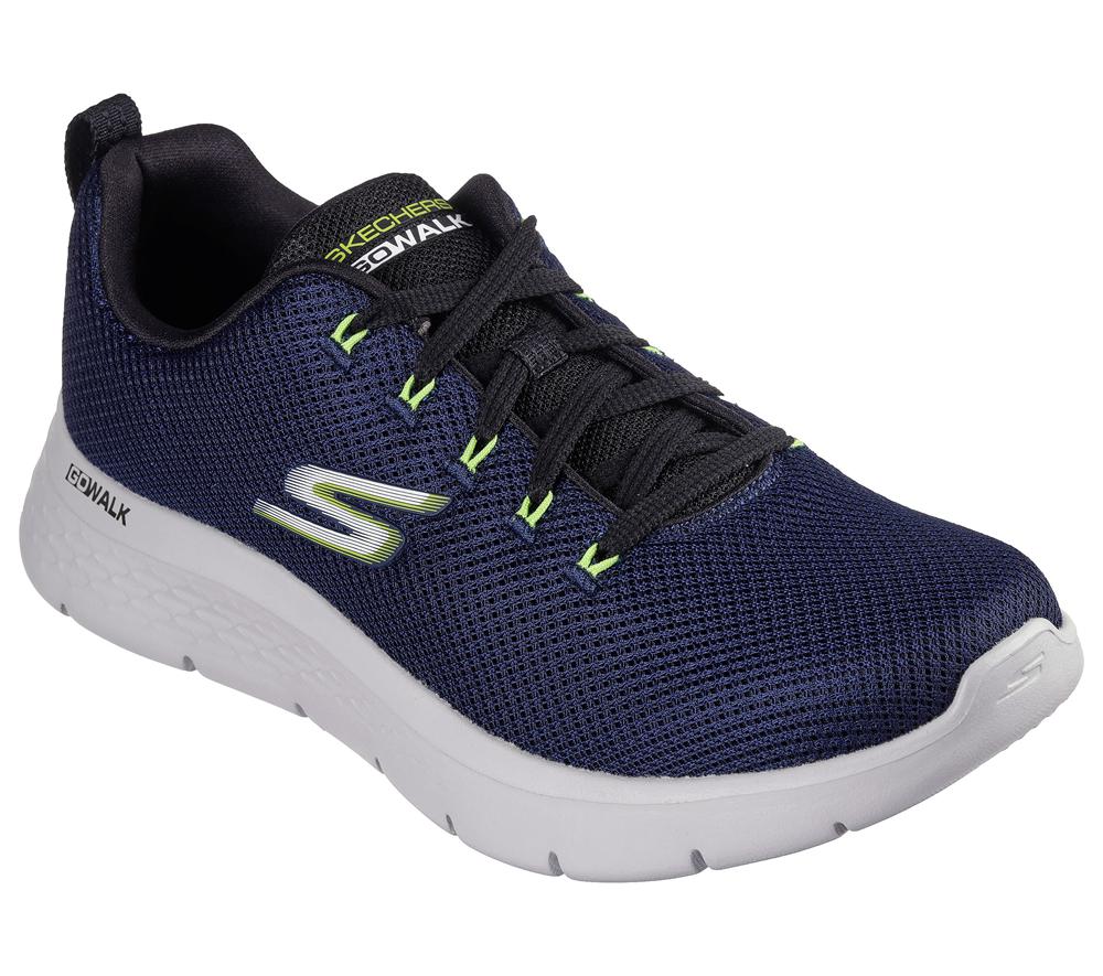 Men Skechers GO WALK Flex - Vespid Sneakers Navy / Lime  USA |  3860-TEAJX