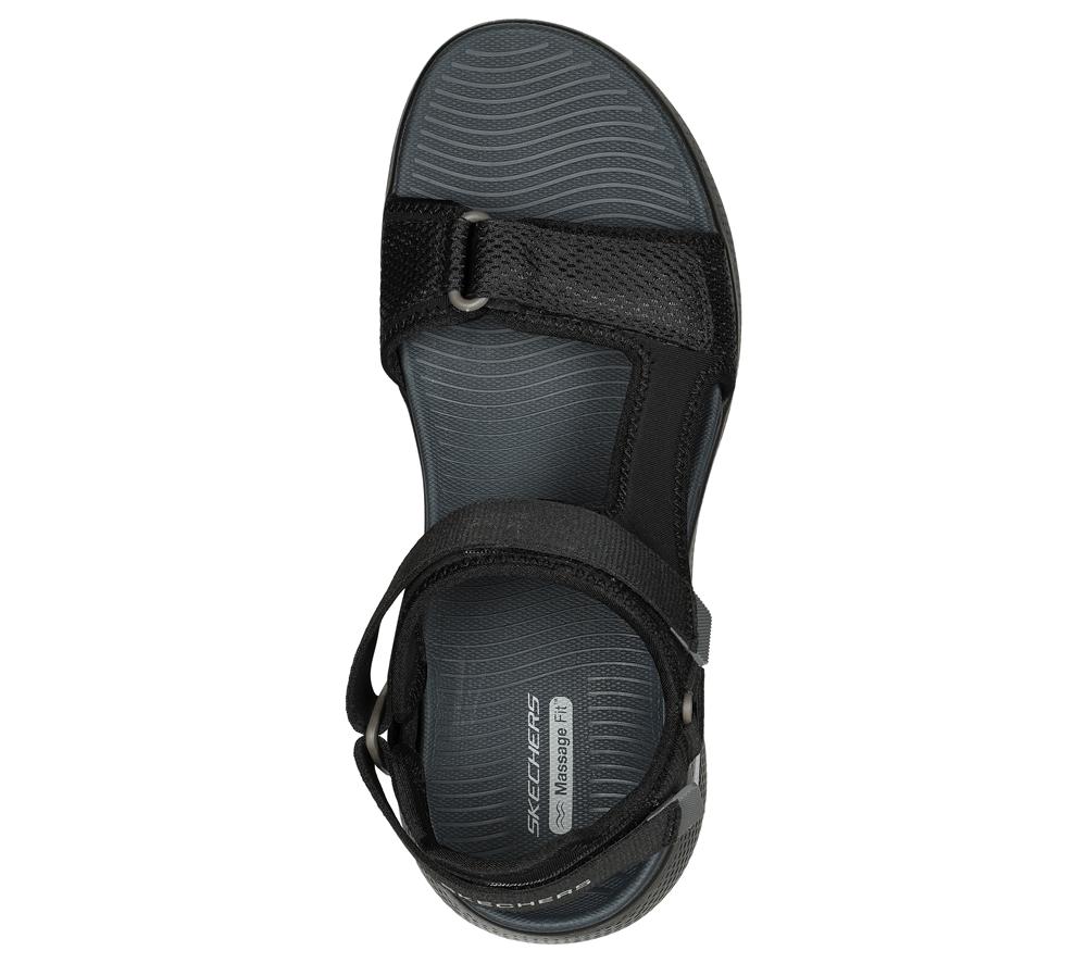 Men Skechers GO WALK Massage Fit Sandal Sandals Black / Grey  USA |  0943-DSWIT