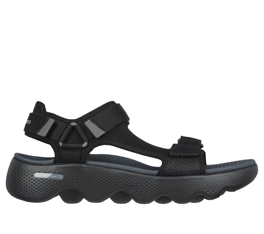 Men Skechers GO WALK Massage Fit Sandal Sandals Black / Grey  USA |  0943-DSWIT