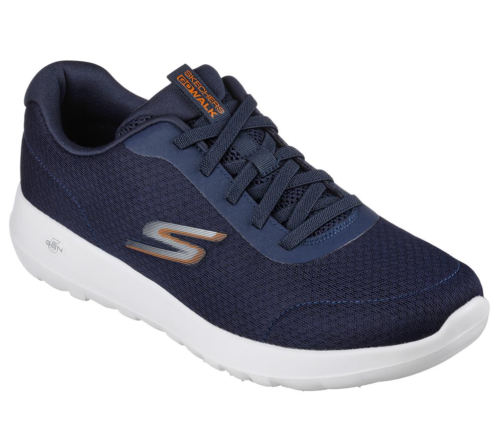 Men Skechers GO WALK Max - Midshore Sneakers Navy / Orange  USA |  9571-MDIEK