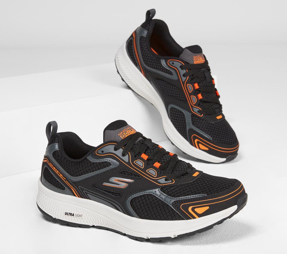 Men Skechers GOrun Consistent Lace Up Black / Orange  USA |  5193-KWSYI
