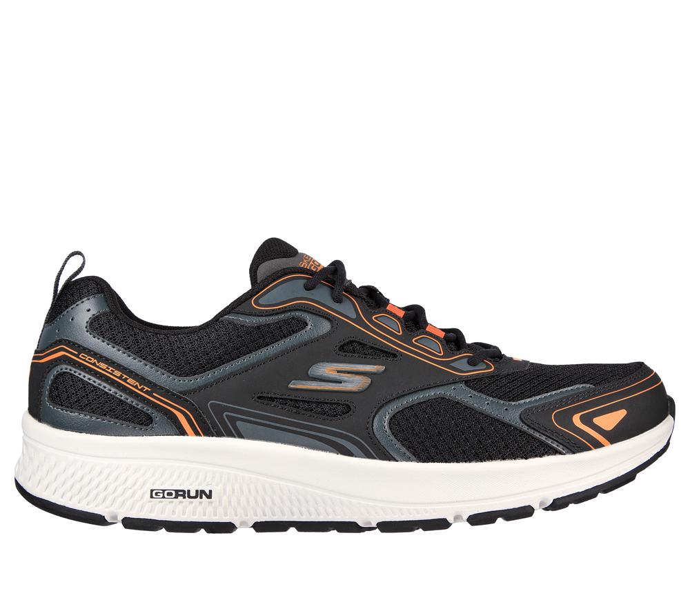 Men Skechers GOrun Consistent Lace Up Black / Orange  USA |  5193-KWSYI