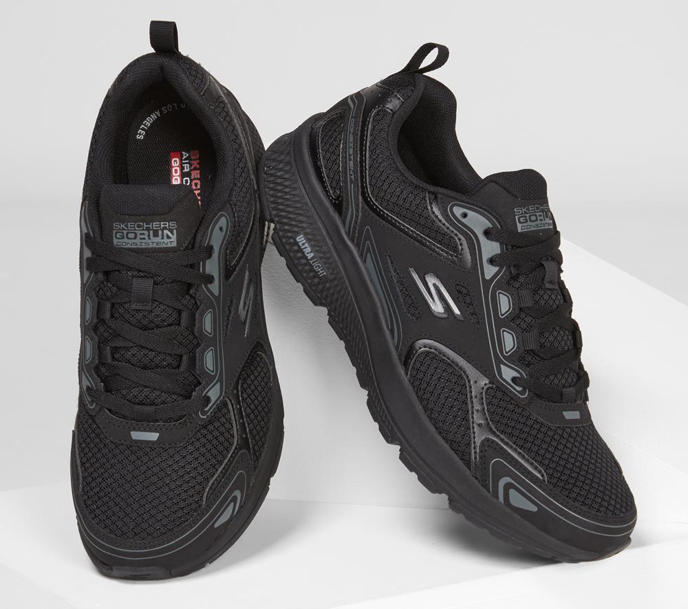 Men Skechers GOrun Consistent Lace Up Black / Charcoal  USA |  3105-IUXCT