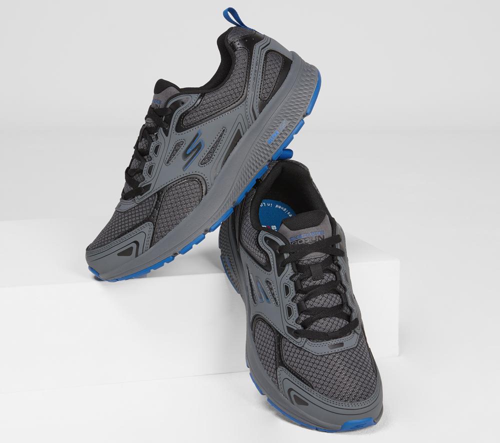 Men Skechers GOrun Consistent Lace Up Charcoal / Blue  USA |  6582-WBVOT