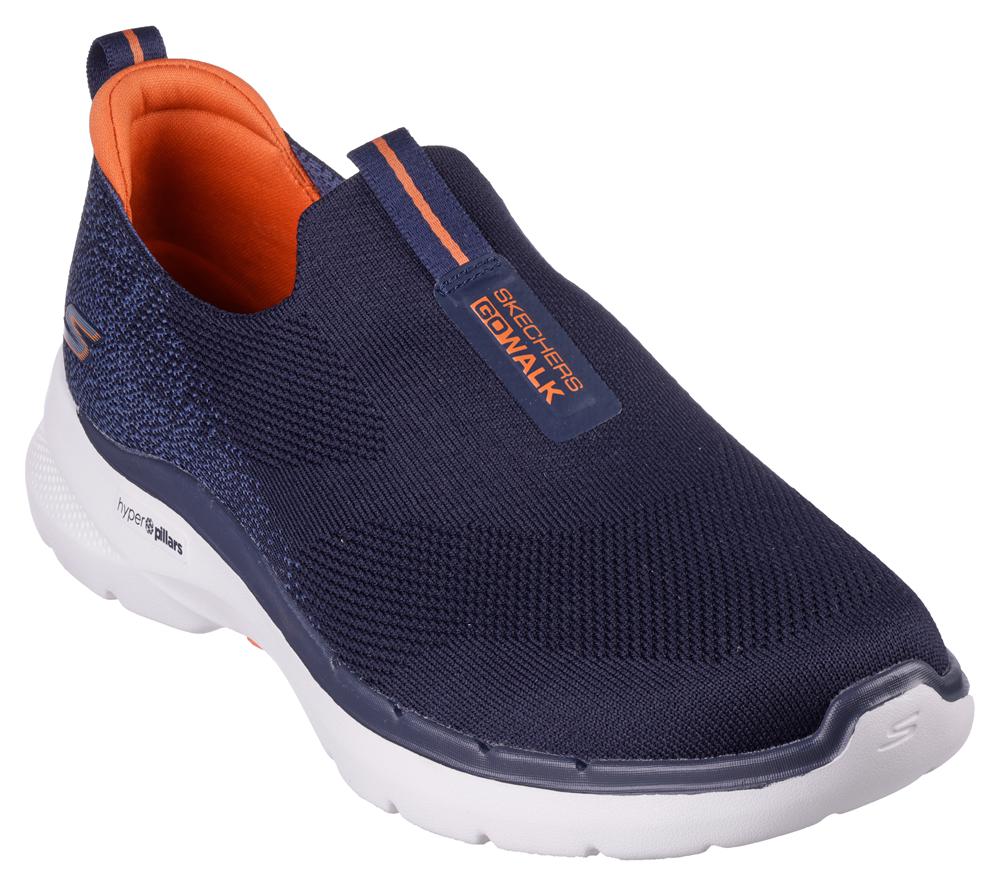 Men Skechers GOwalk 6 Slip On Shoes Navy / Orange  USA |  1624-HMIXB