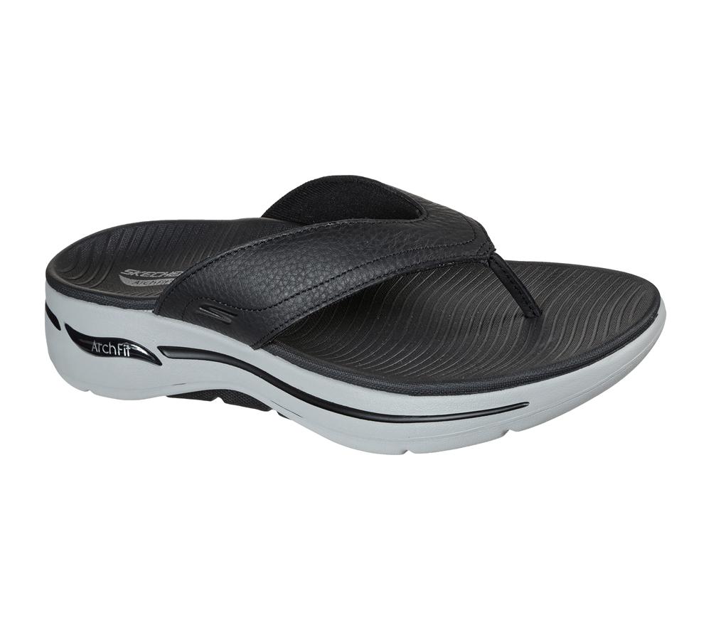 Men Skechers GOwalk Arch Fit Sandal Sandals Black / Grey  USA |  2507-ABZWG