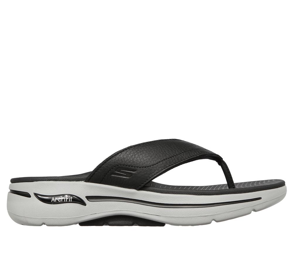 Men Skechers GOwalk Arch Fit Sandal Sandals Black / Grey  USA |  2507-ABZWG