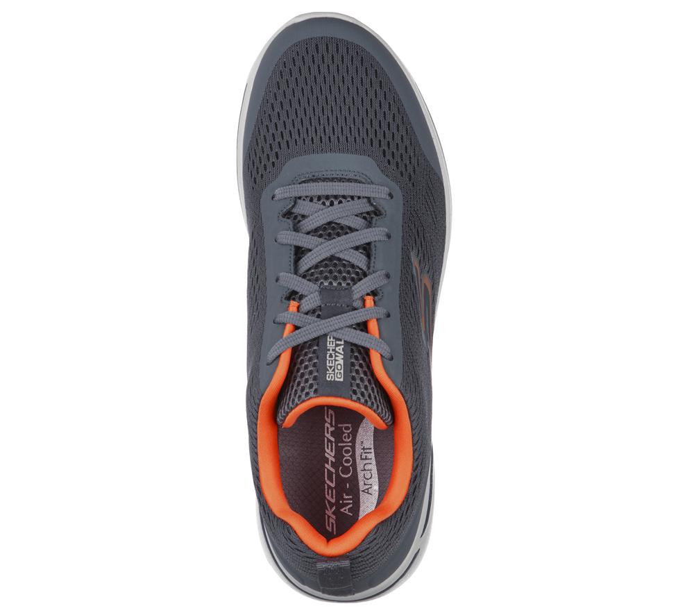Men Skechers GOwalk Arch Fit - Idyllic Lace Up Charcoal / Orange  USA |  0568-ZSNPL