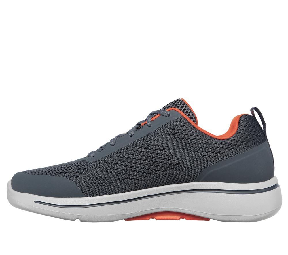 Men Skechers GOwalk Arch Fit - Idyllic Lace Up Charcoal / Orange  USA |  0568-ZSNPL