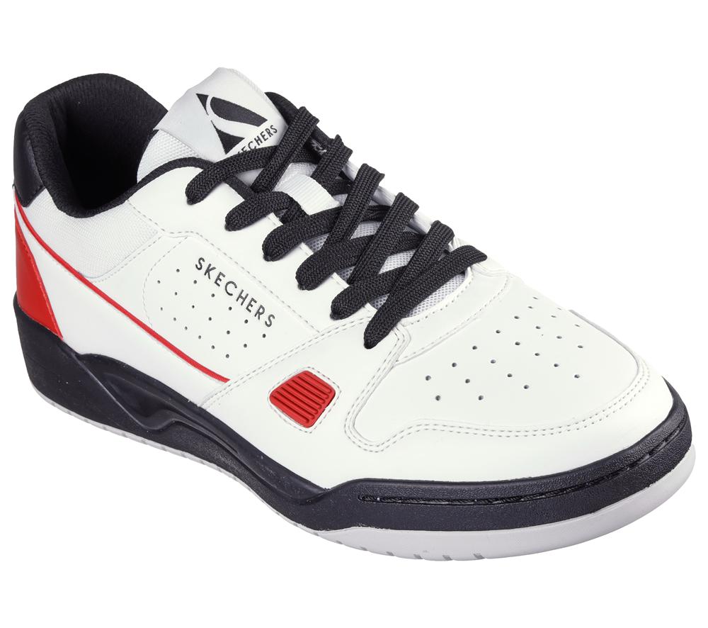 Men Skechers Koopa Court - Tiebreak Lace Up White / Black / Red  USA |  8712-DGBNU