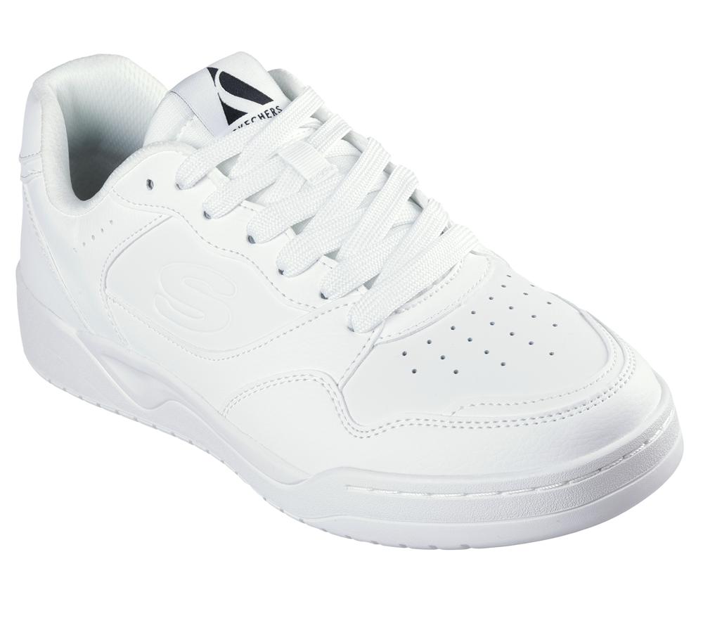 Men Skechers Koopa Court - Volley Low Varsity Lace Up White  USA |  3472-AJDTQ