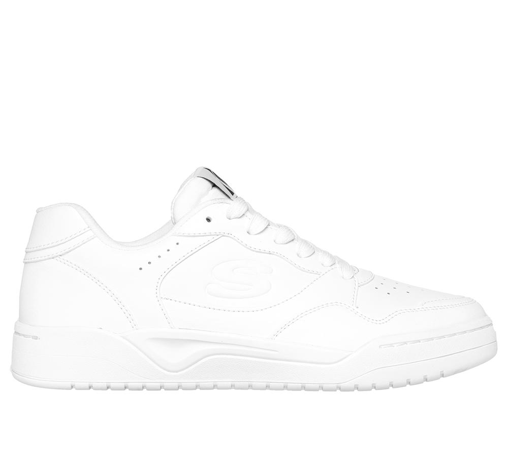 Men Skechers Koopa Court - Volley Low Varsity Lace Up White  USA |  3472-AJDTQ