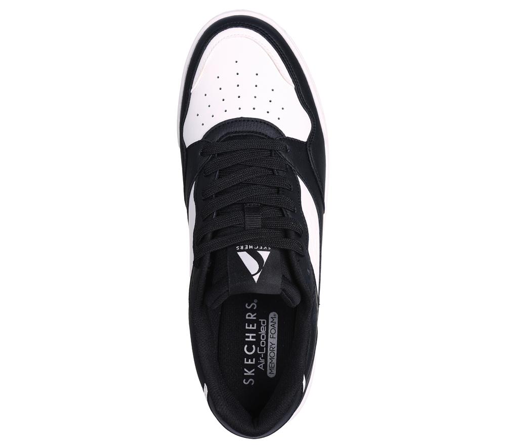 Men Skechers Koopa Court - Volley Low Varsity Lace Up Black / White  USA |  3170-PLTHS