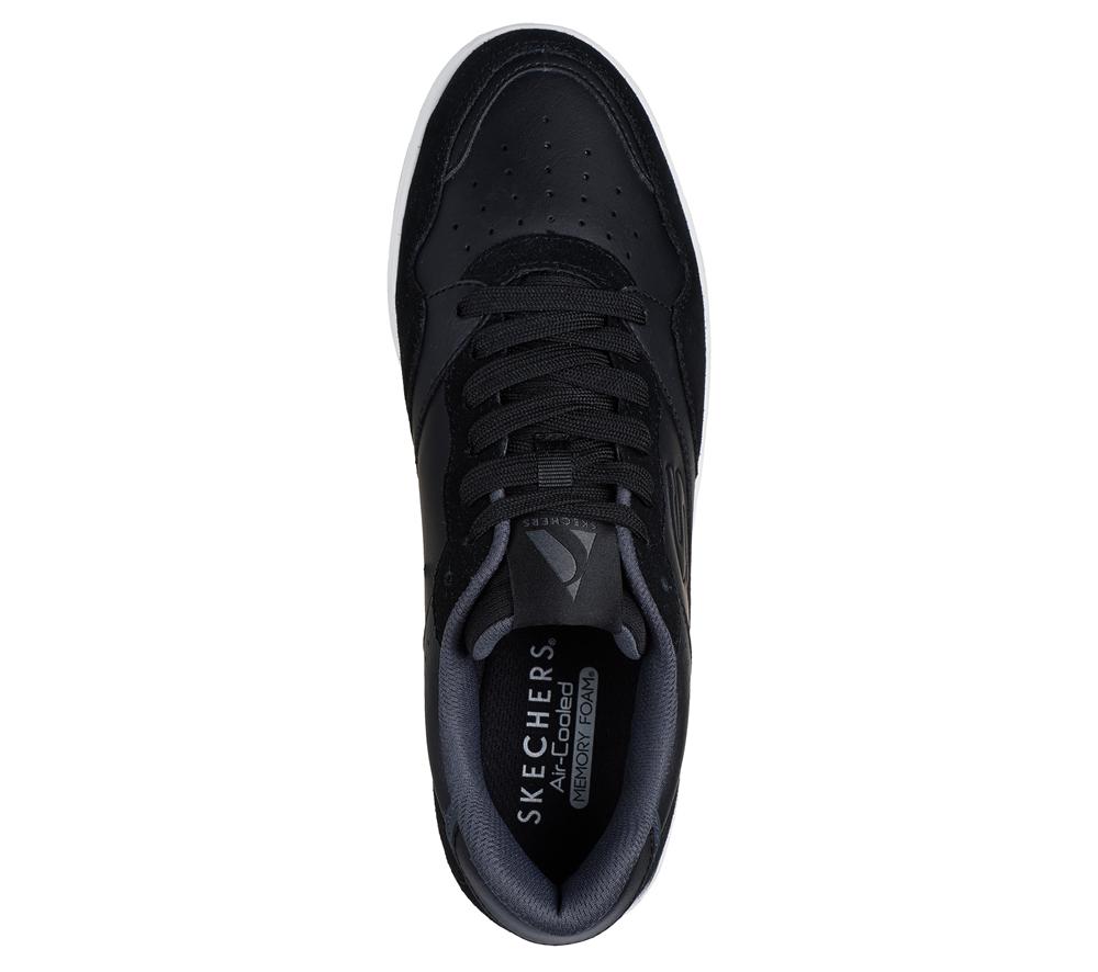 Men Skechers Koopa Court - Volley Low Varsity Lace Up Black  USA |  7304-GANSV