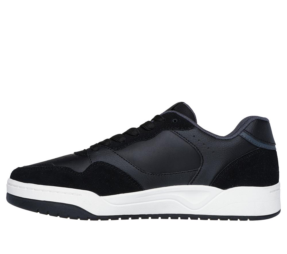 Men Skechers Koopa Court - Volley Low Varsity Lace Up Black  USA |  7304-GANSV
