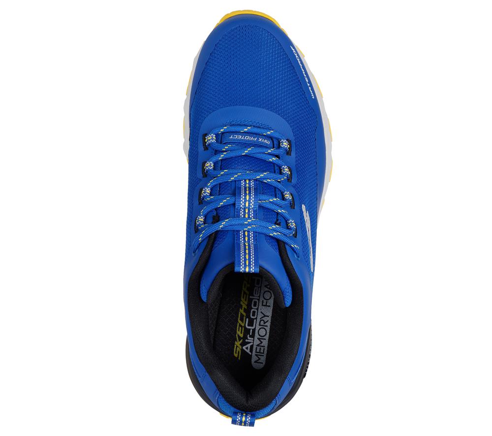 Men Skechers Max Protect - Fast Track Lace Up Blue / Yellow  USA |  1726-BCPEJ