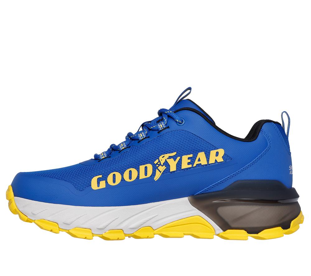 Men Skechers Max Protect - Fast Track Lace Up Blue / Yellow  USA |  1726-BCPEJ