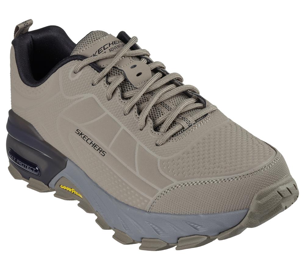 Men Skechers Max Protect - Irongaurd Lace Up Taupe / Black  USA |  0387-IHXLC