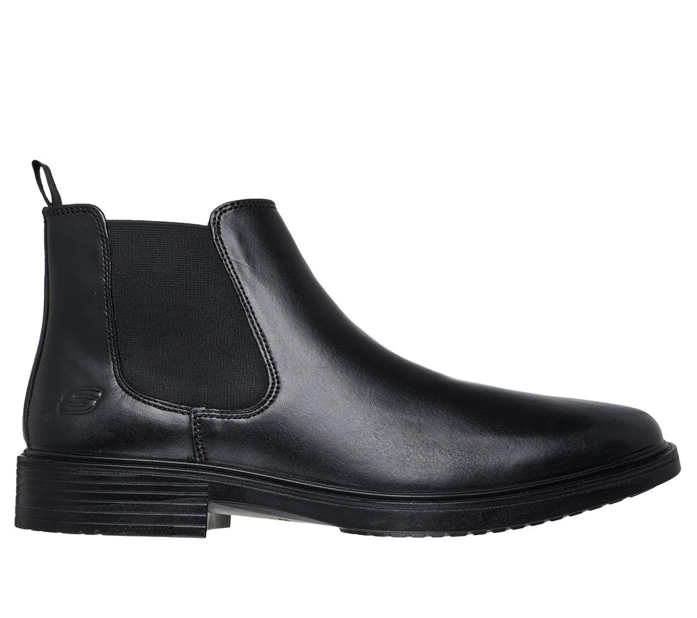 Men Skechers Miller - Boris Smart Shoes Black  USA |  6013-AFGCX