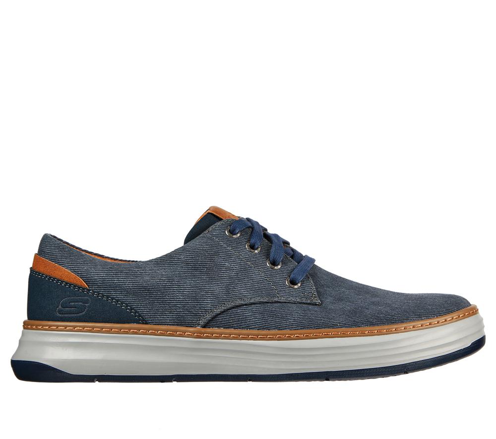 Men Skechers Moreno - Ederson Canvas Shoes Navy  USA |  4179-LOKYJ