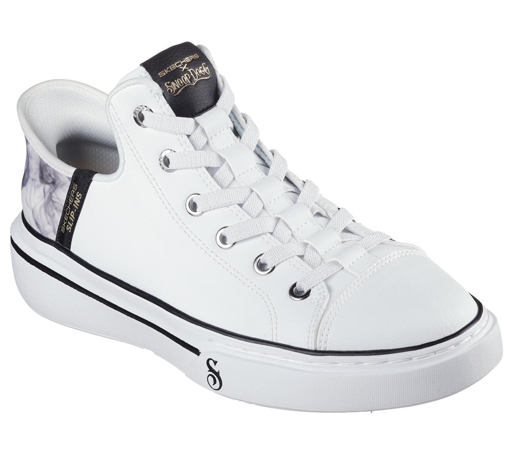 Men Skechers Premium Leather Slip-ins: Snoop One - OG Slip On Shoes White / Black  USA |  2539-ODZWP