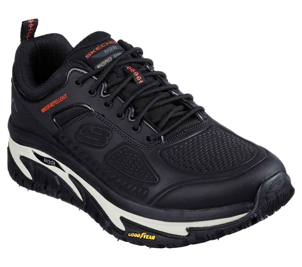 Men Skechers Relaxed Fit: Arch Fit Road Walker - Recon Sneakers Black  USA |  0579-MBLIN
