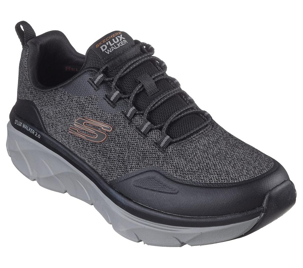 Men Skechers Relaxed Fit: D'Lux Walker 2.0 - Steadyway Sneakers Black / Charcoal  USA |  3478-HZSPB
