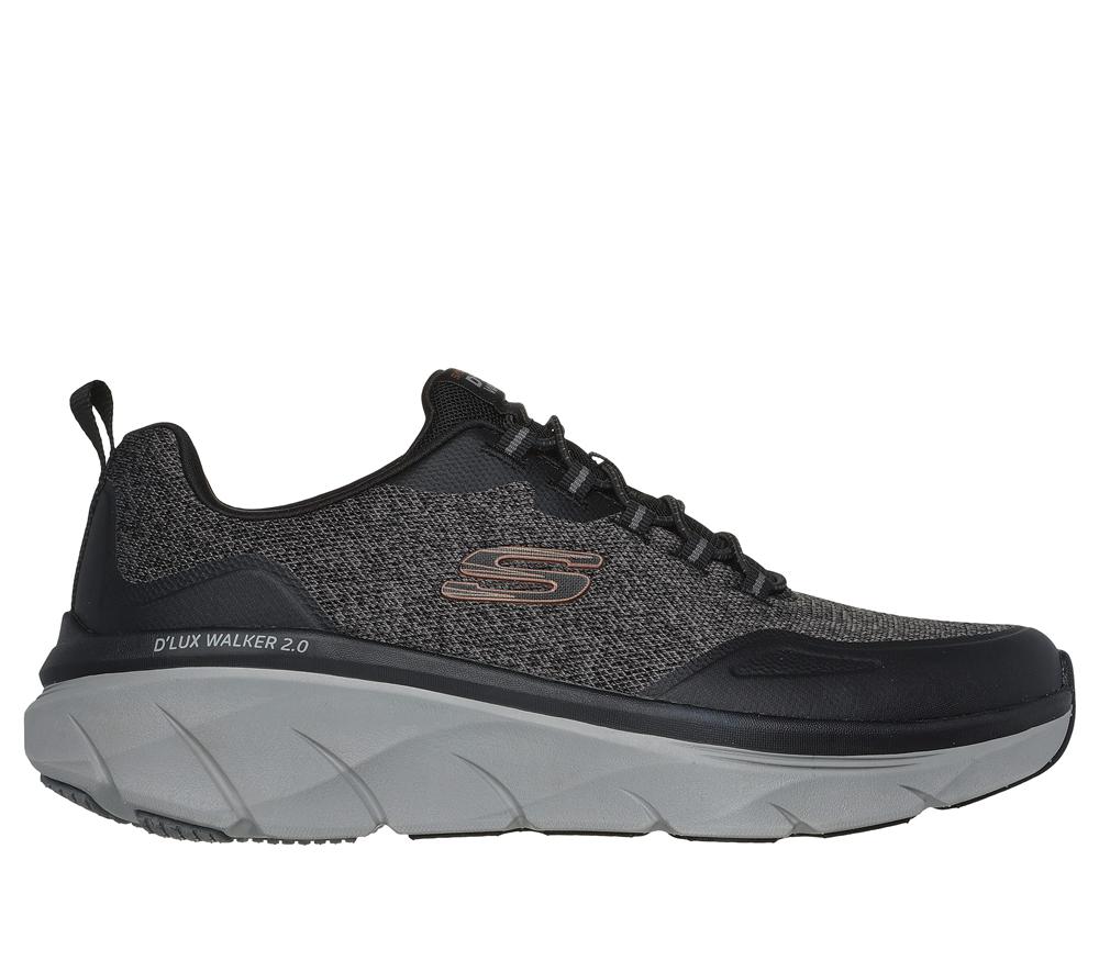 Men Skechers Relaxed Fit: D\'Lux Walker 2.0 - Steadyway Sneakers Black / Charcoal  USA |  3478-HZSPB