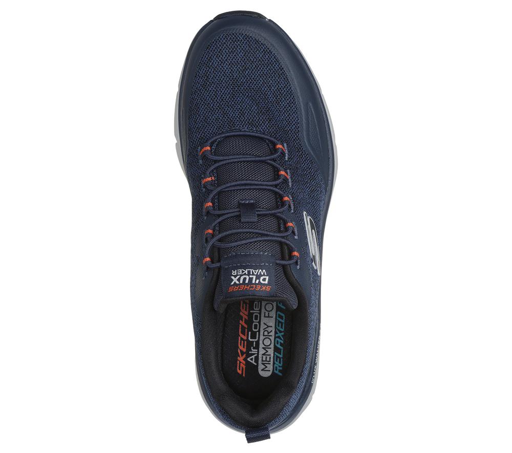 Men Skechers Relaxed Fit: D'Lux Walker 2.0 - Steadyway Slip On Shoes Navy / Orange  USA |  0619-OYGBC